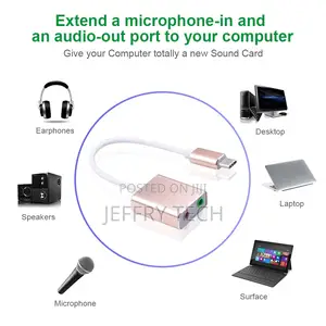 Type C USB to AUX Jack 3.5mm Earphone Adapter Audio Mic Soun