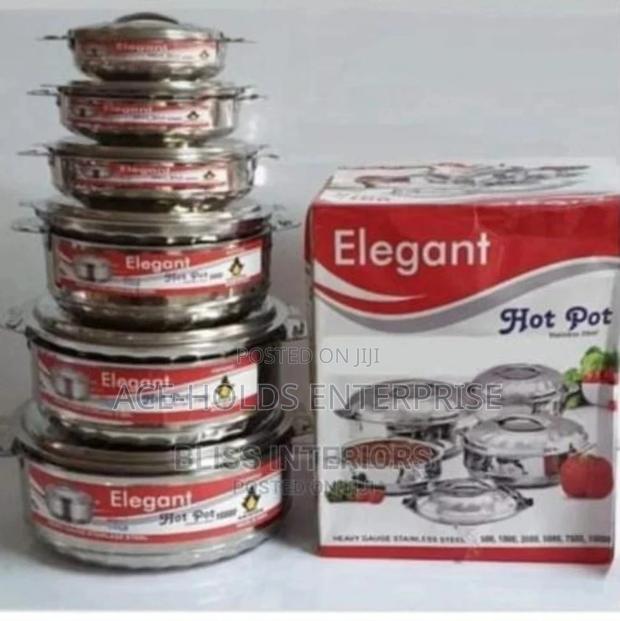 Stainless Steel 6 Pieces Elegant Hot Pots.