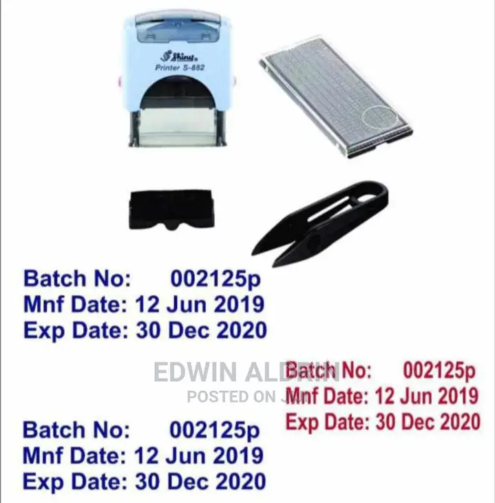Batch No., Mfg Exp Stamp