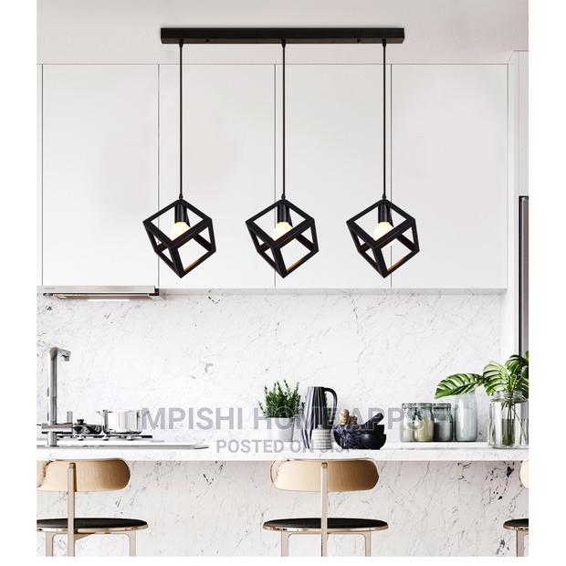 3pcs Geometric Cube Pendant Light Set - thumbnail 2