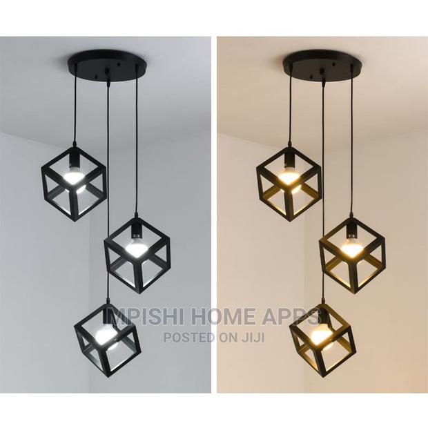 3pcs Geometric Cube Pendant Light Set - main view