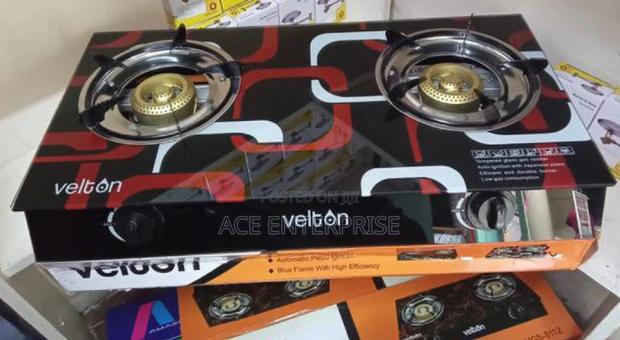 Black Red Glass Top Velton Double Burner Cooker - main view