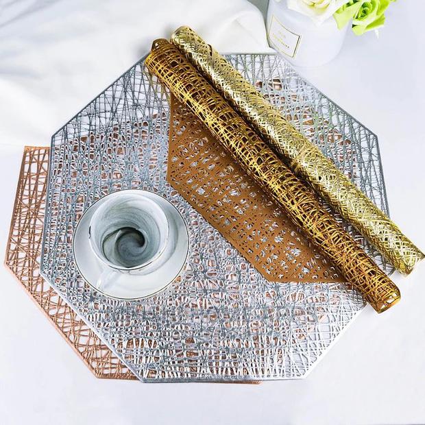 6pcs Octagonal Hollow PVC Placemats - thumbnail 2