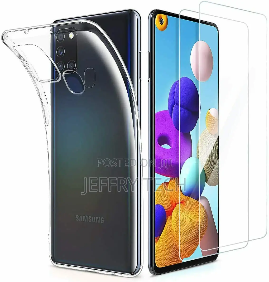 Samsung Galaxy A21s Case Clear Slim Gel Cover Glass Screen