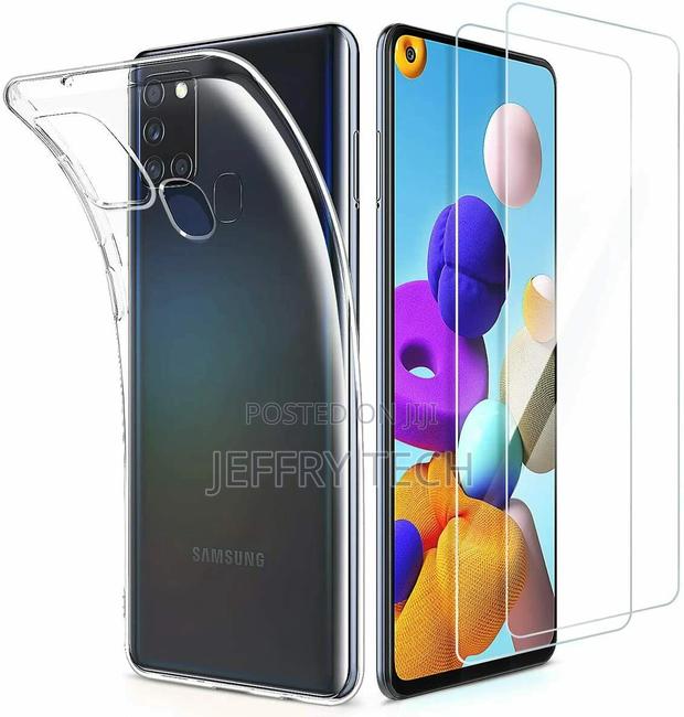 Samsung Galaxy A21s Case Clear Slim Gel Cover Glass Screen
