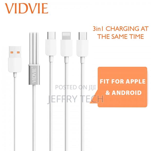 Vidvie 30cm CB414 3 in 1 Charging Cable – White