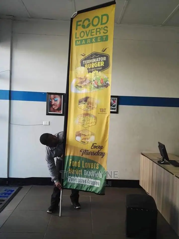 Telescopic Flag Stands and Banner Printing in Nairobi Central Printing Services, Zekia Syuma