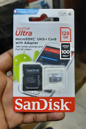 Original 128 GB Sandisk Memory Card With Adapter.