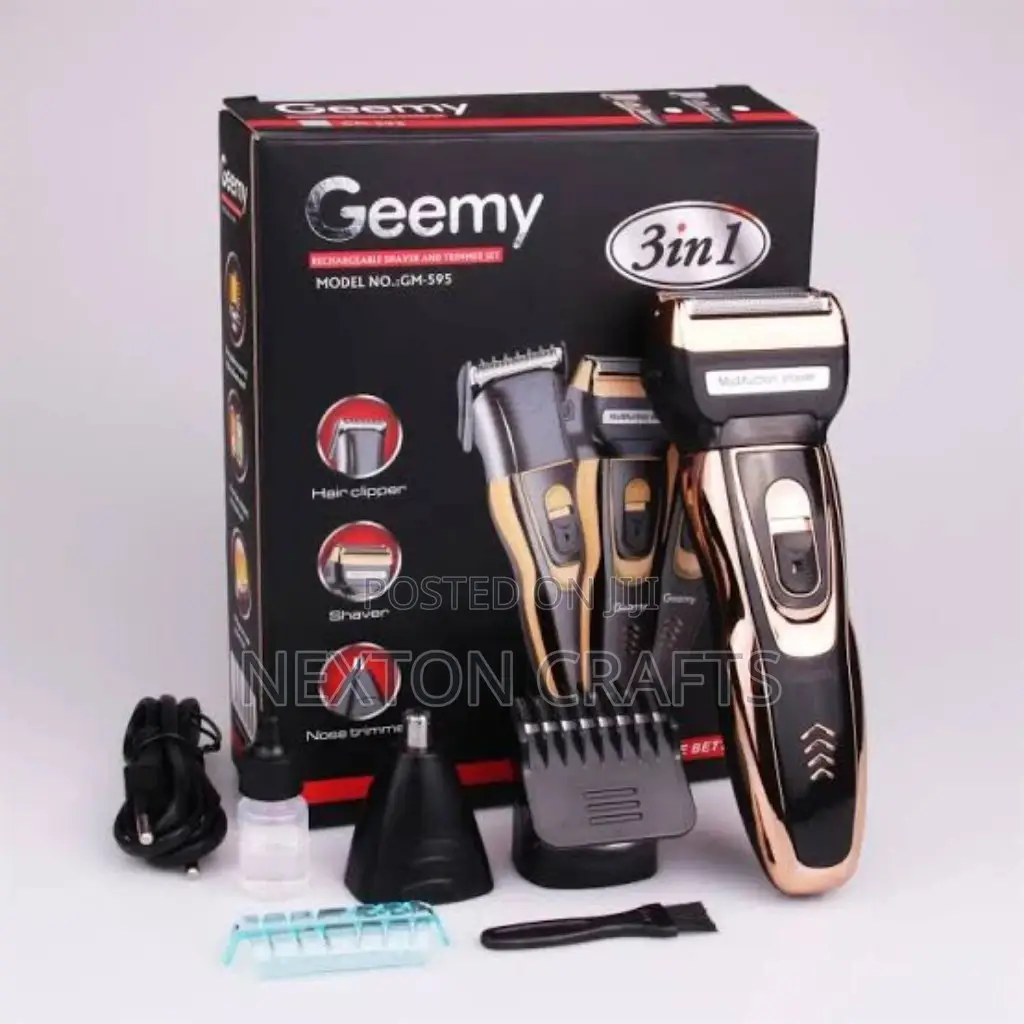 Geemy 3 in 1 Rechargeable Hair Beard Nose Shaver Trimmer