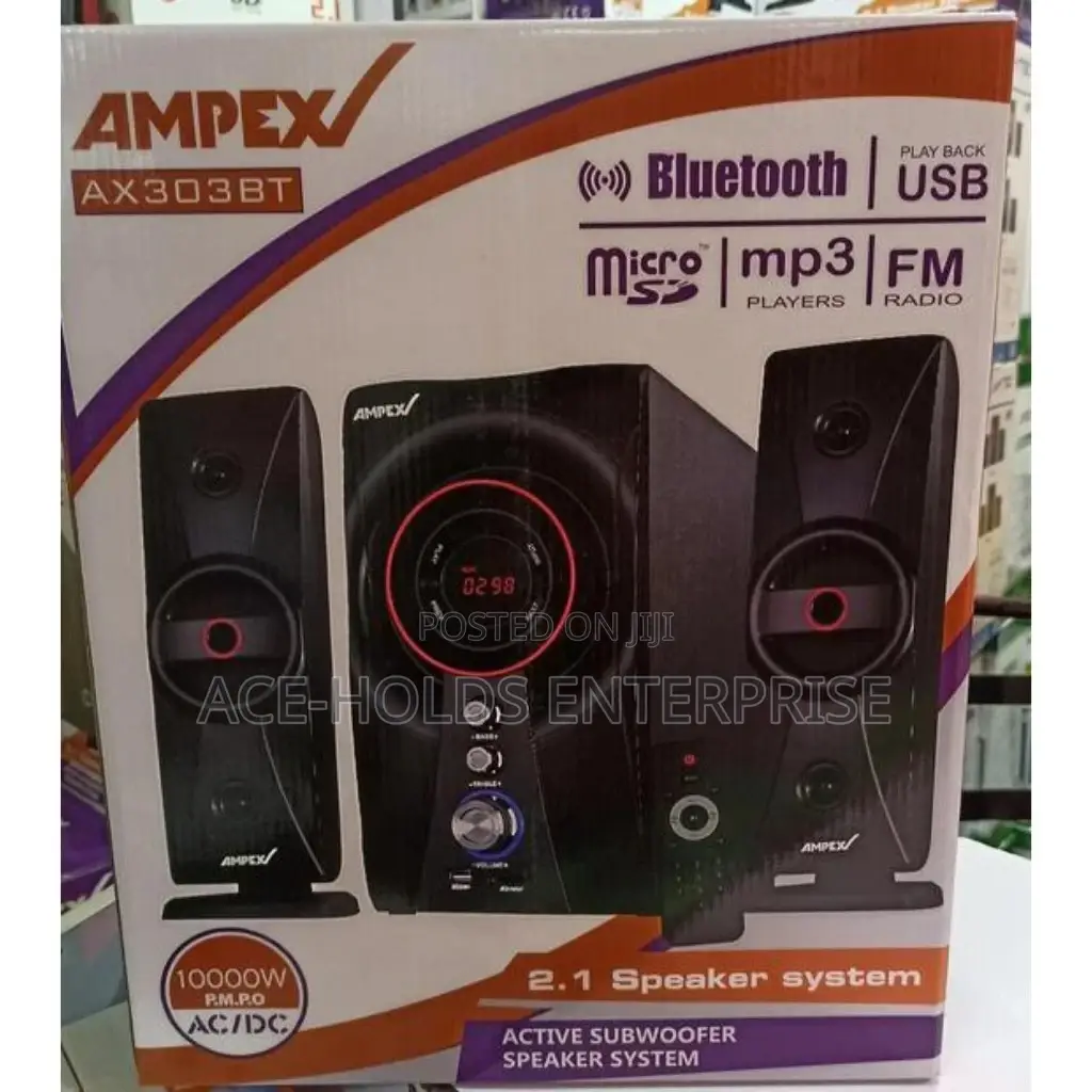 2.1ch Ampex AX303BT 10000 Watts Subwoofer.