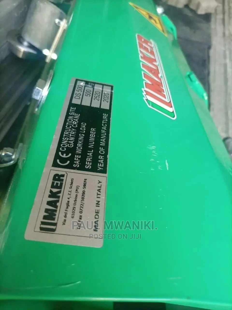 1/2 Ton Maker Italy (Italian) Concrete Hoists.