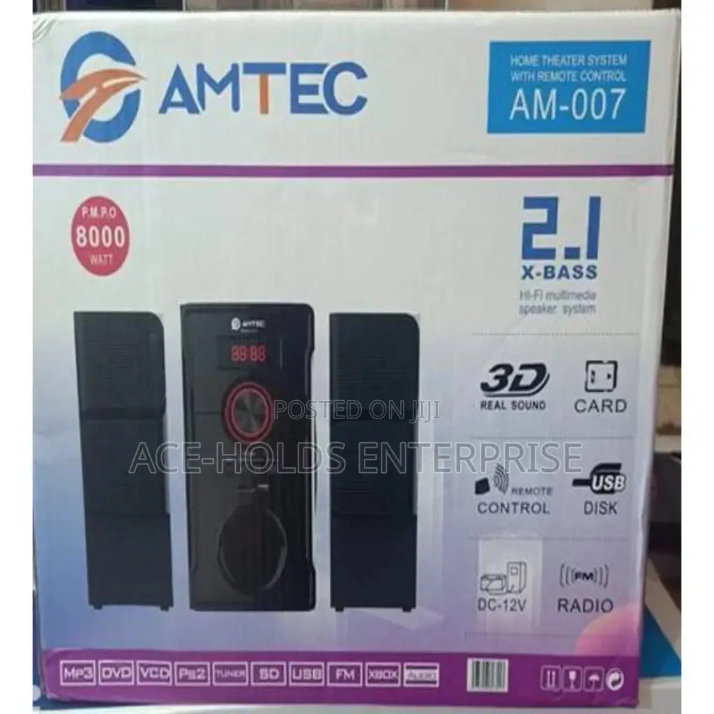 10000 Watts Amtec AM-007 Subwoofer 2.1 Sound System.