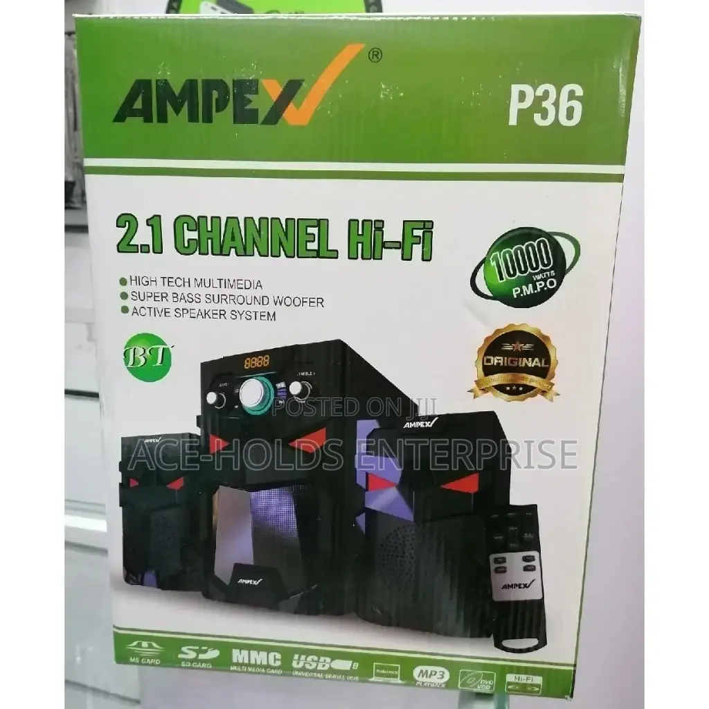 2.1 Ch Ampex P36 Woofer 10000 Watts Speaker System.