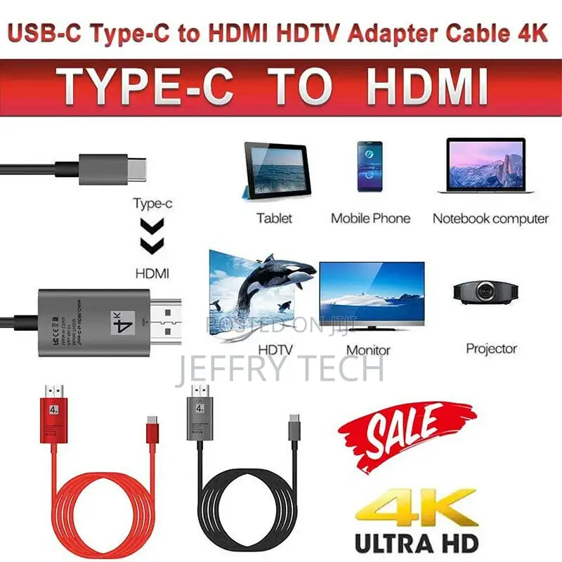 4K HD USB Type C to HDMI HDTV TV Cable Converter for Macbook