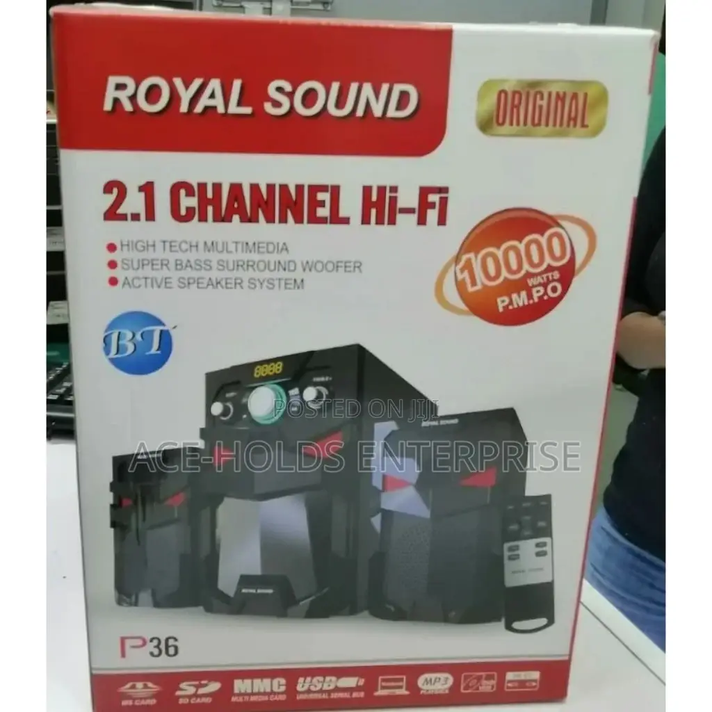 10000 Watts 2.1 Ch Royal Sound Multimedia Speaker System.