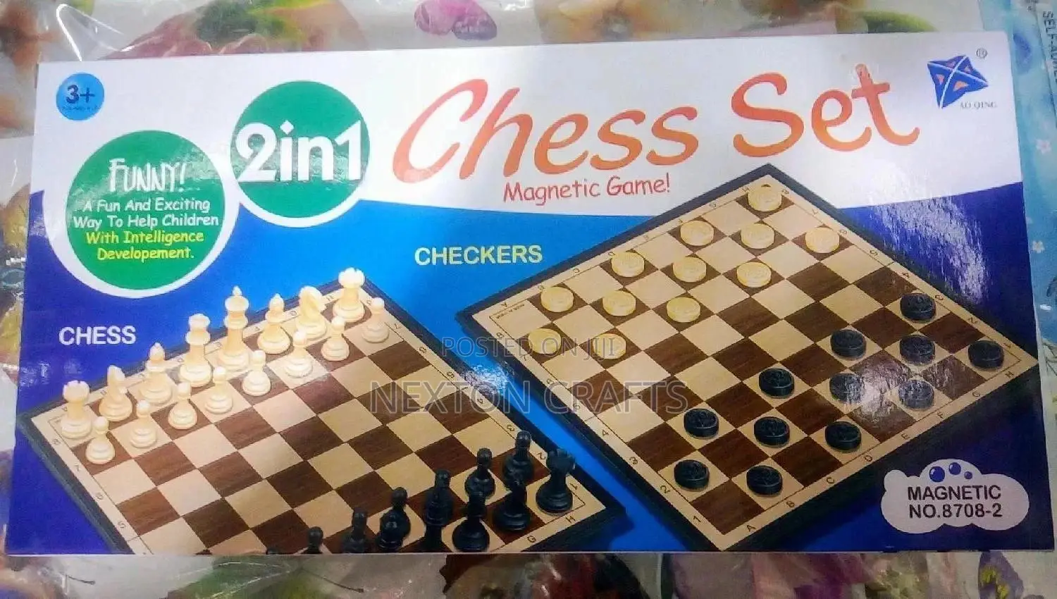 2in1 Chess Checkers/Draught Family Kids Board Games.