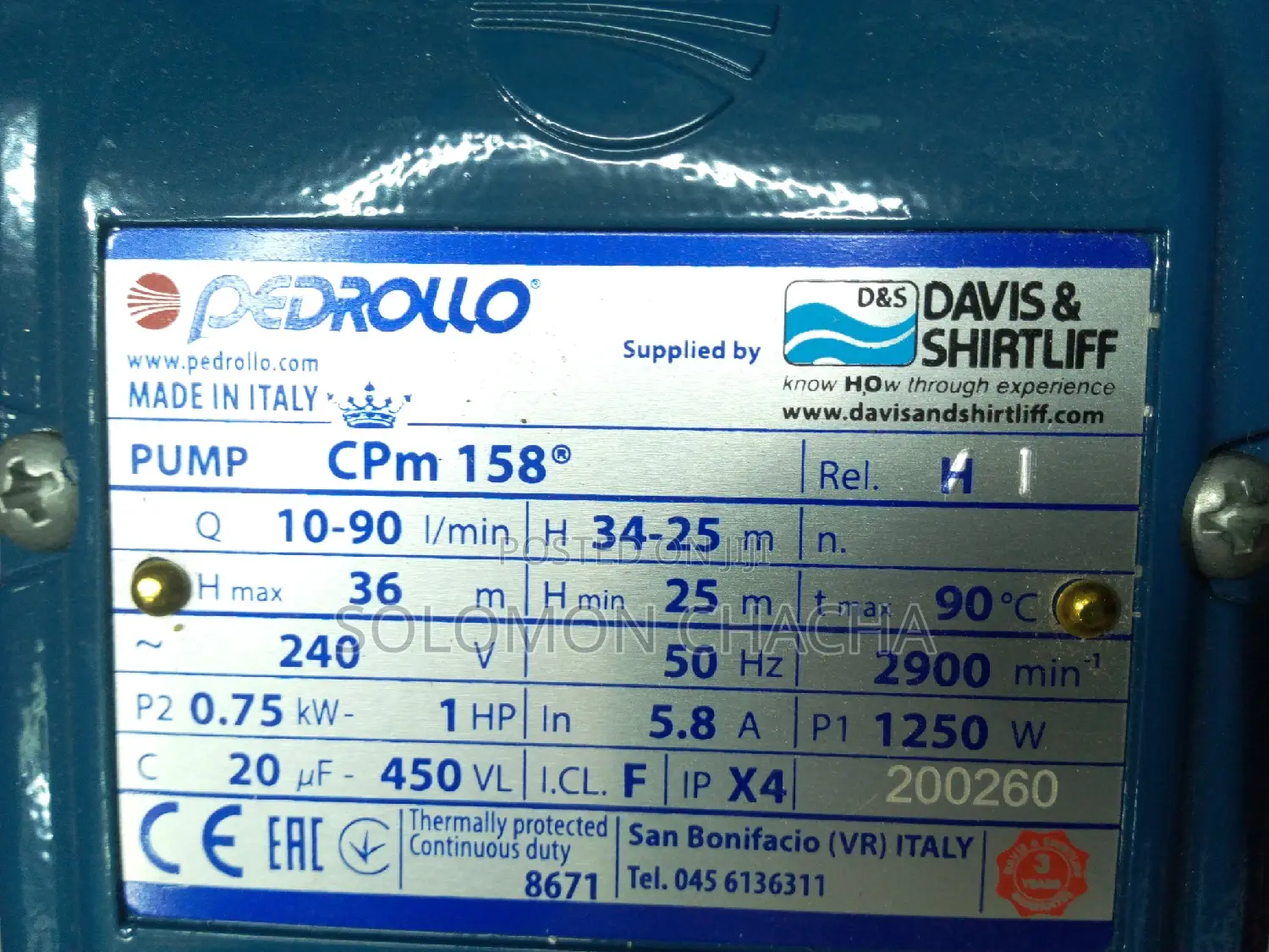 PEDROLLO 1HP H Max 36m 0.75kw