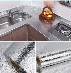 Adhesive Aluminium Kitchen Contact Paper Silver