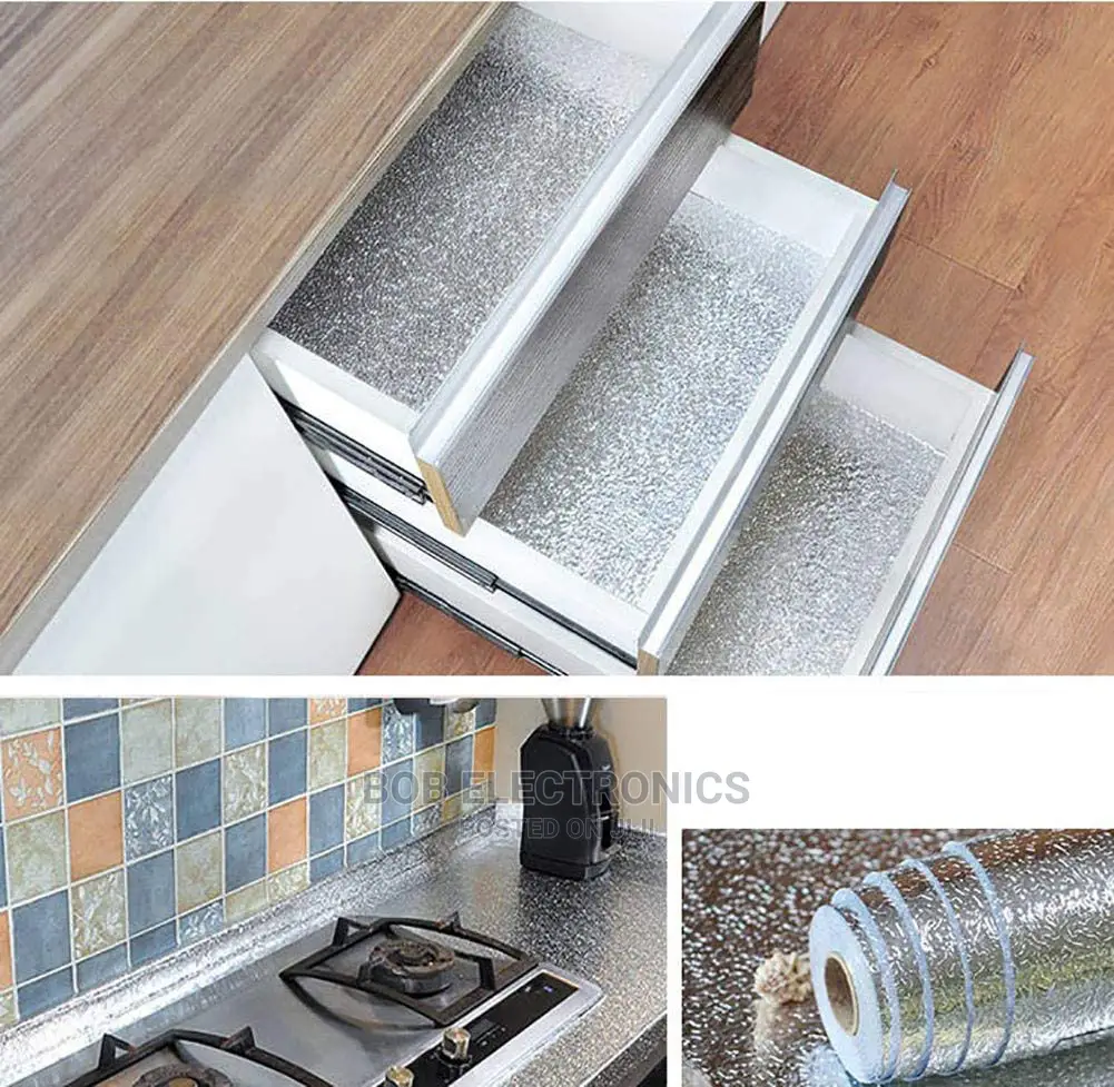 Adhesive Aluminium Kitchen Contact Paper Silver