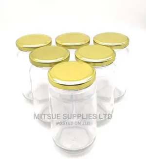 4 Storage Glass Jars 1000ml With Airtight Golden Lids
