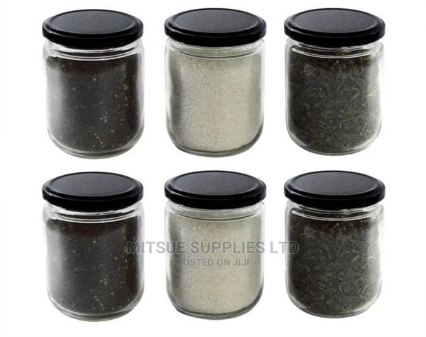 6 Glass Storage Jars With Black Lids 1000ML