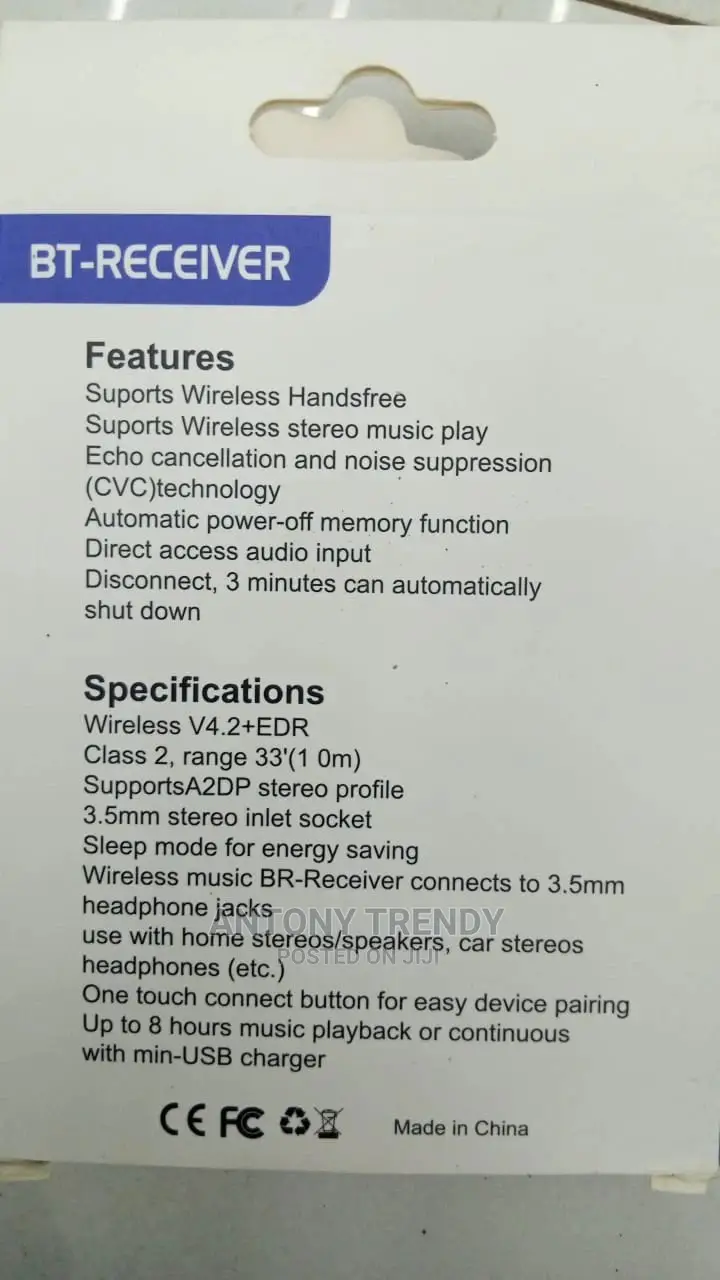 Car Bluetooth Audio Receiver, X6 Car 3.5mm Wireless