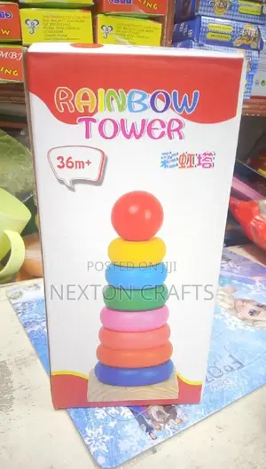 Wooden Toys Rainbow Tower Blocks