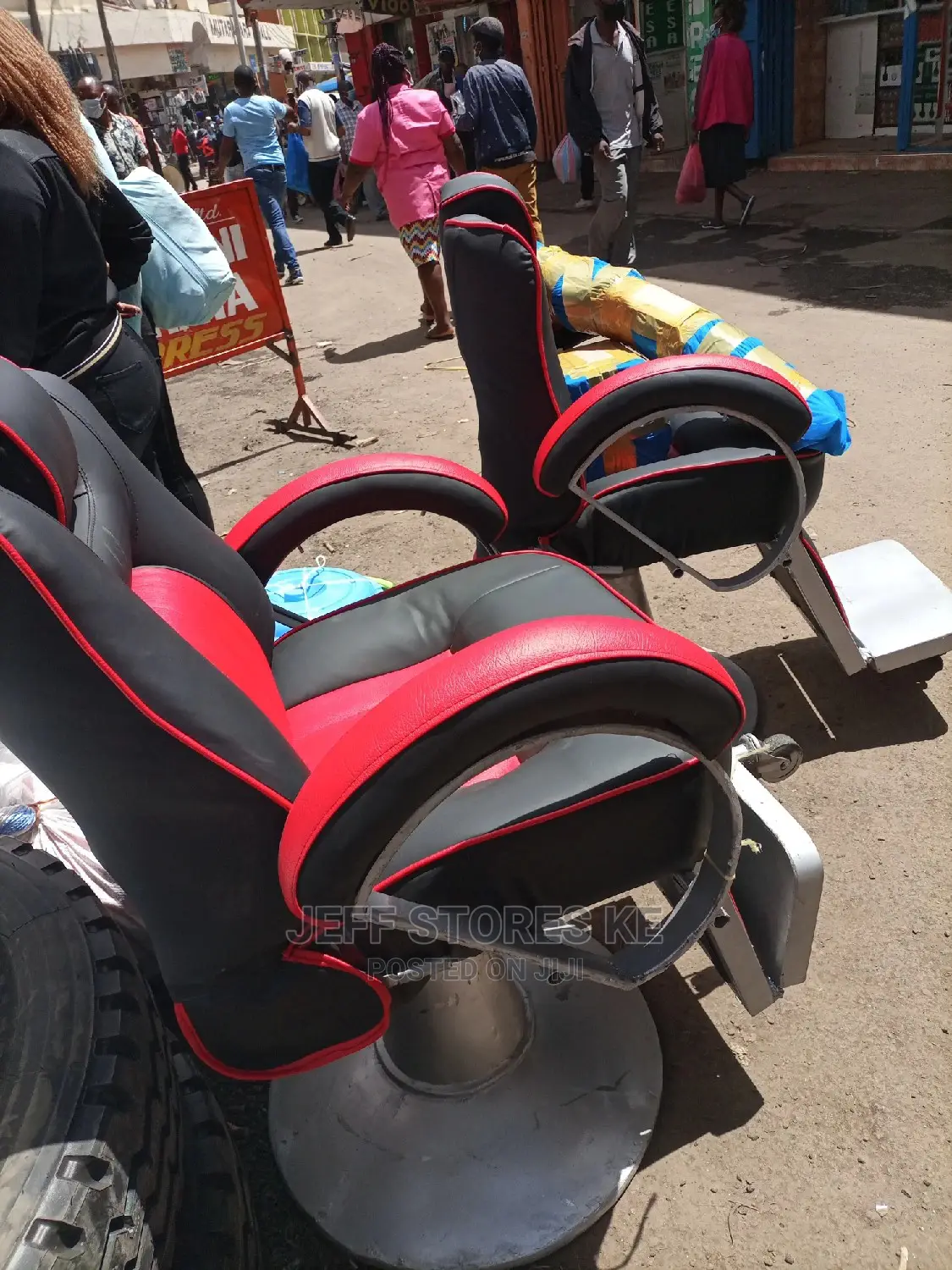 Red Coloured Local Barber Chair