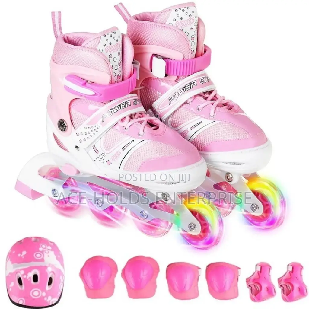 Pink Skating Shoes +Helmets+Protective Gear