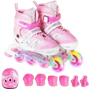 Pink Skating Shoes +Helmets+Protective Gear