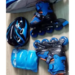 Blue Skating Shoes +Helmet+Safety Gear.