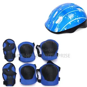 Blue Skating and Cycling Safety and Protective Gear.