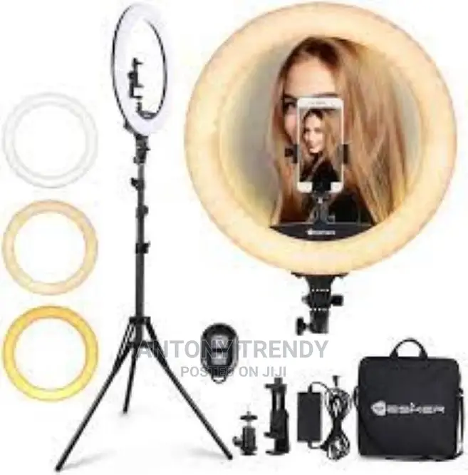 18 Inch LED Ring Light With Tripod Stand Phone Holder, Hat