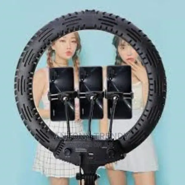 18" Ring Light With Tripod Stand Phone Holder, Dimmable Li