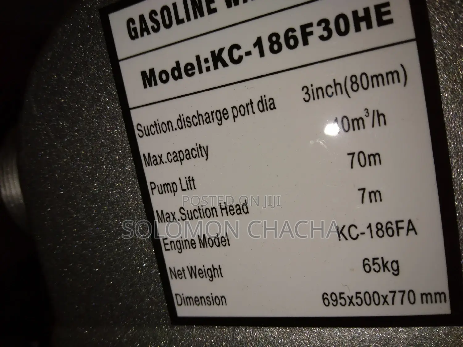 Kicho 3" Diesel Water Pump Keystart 78m Pum Lift