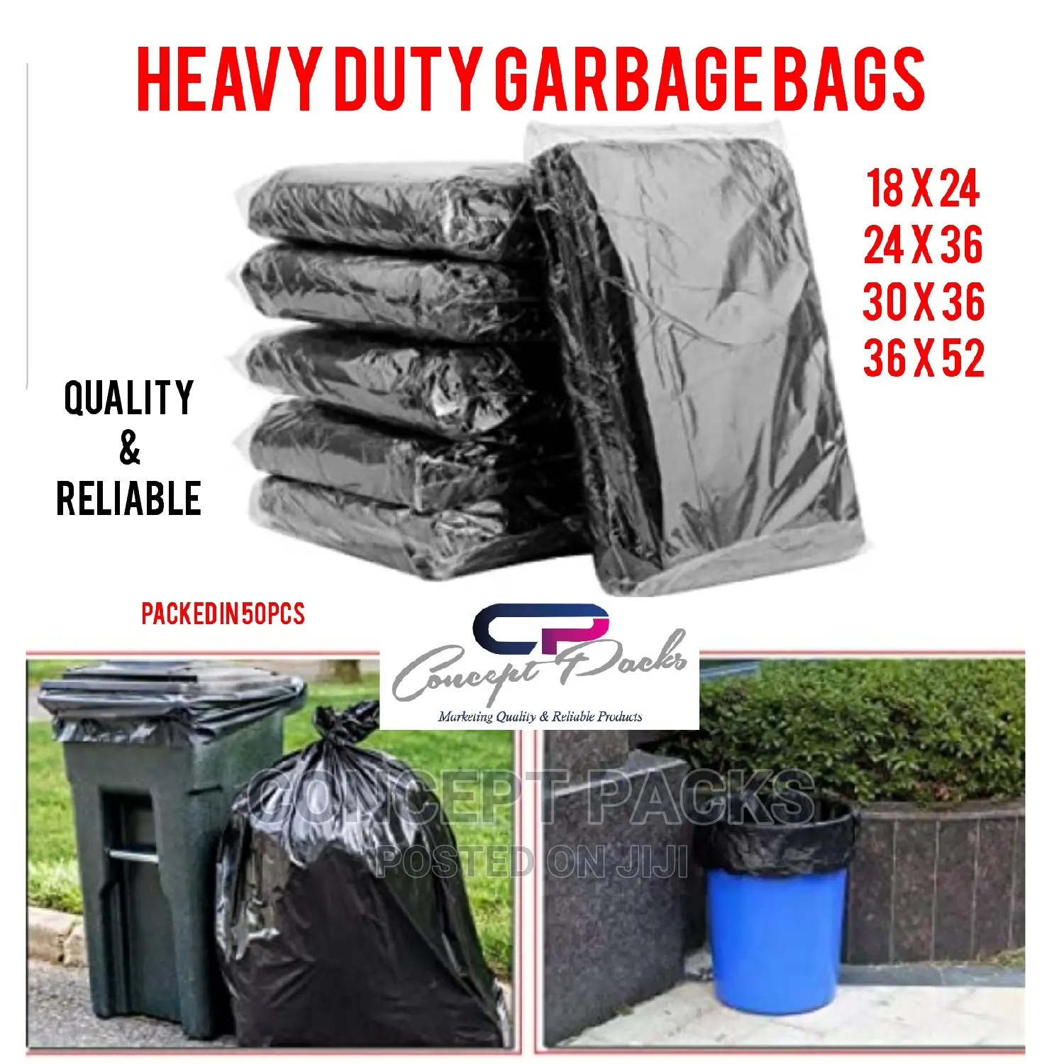 50pcs 24" X 36" Normal Household Garbage Bin Bags.