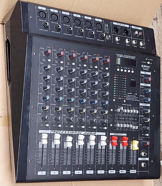 MAX PMX 608 Du 6 Channel Bluetooth Powered Mixer W/Usbsd