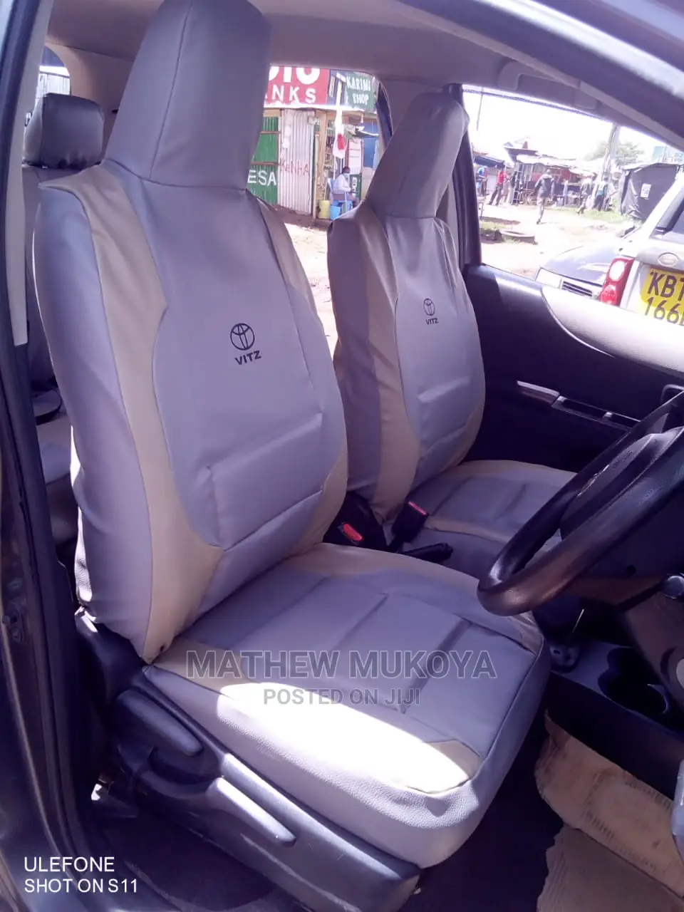Grey and Beige Car Seat Covers