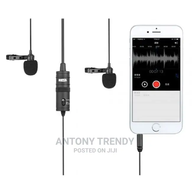 Lavalier Microphone Boya by-M1dm Dual-Head Lapel Clip-on Mic