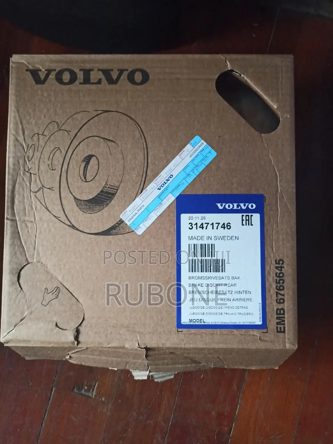 Volvo Brake Disc Rotor Rear Axle Non Vented -