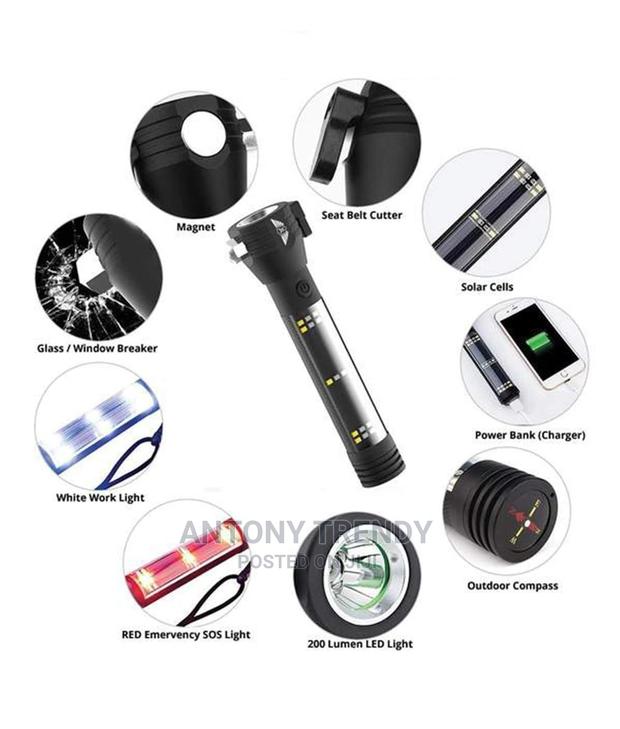 PURE 9 In 1 T6 LED Solar Power Flashlight 18650 Battery