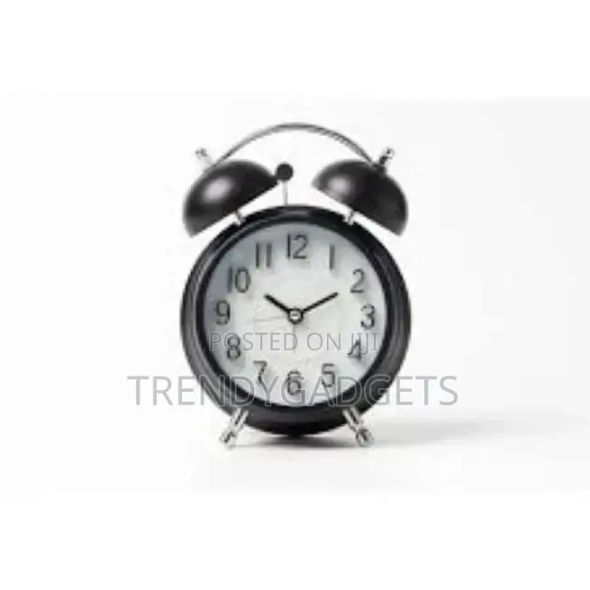 Vintage Twin Bell Copper Table Alarm Clock With Night Led