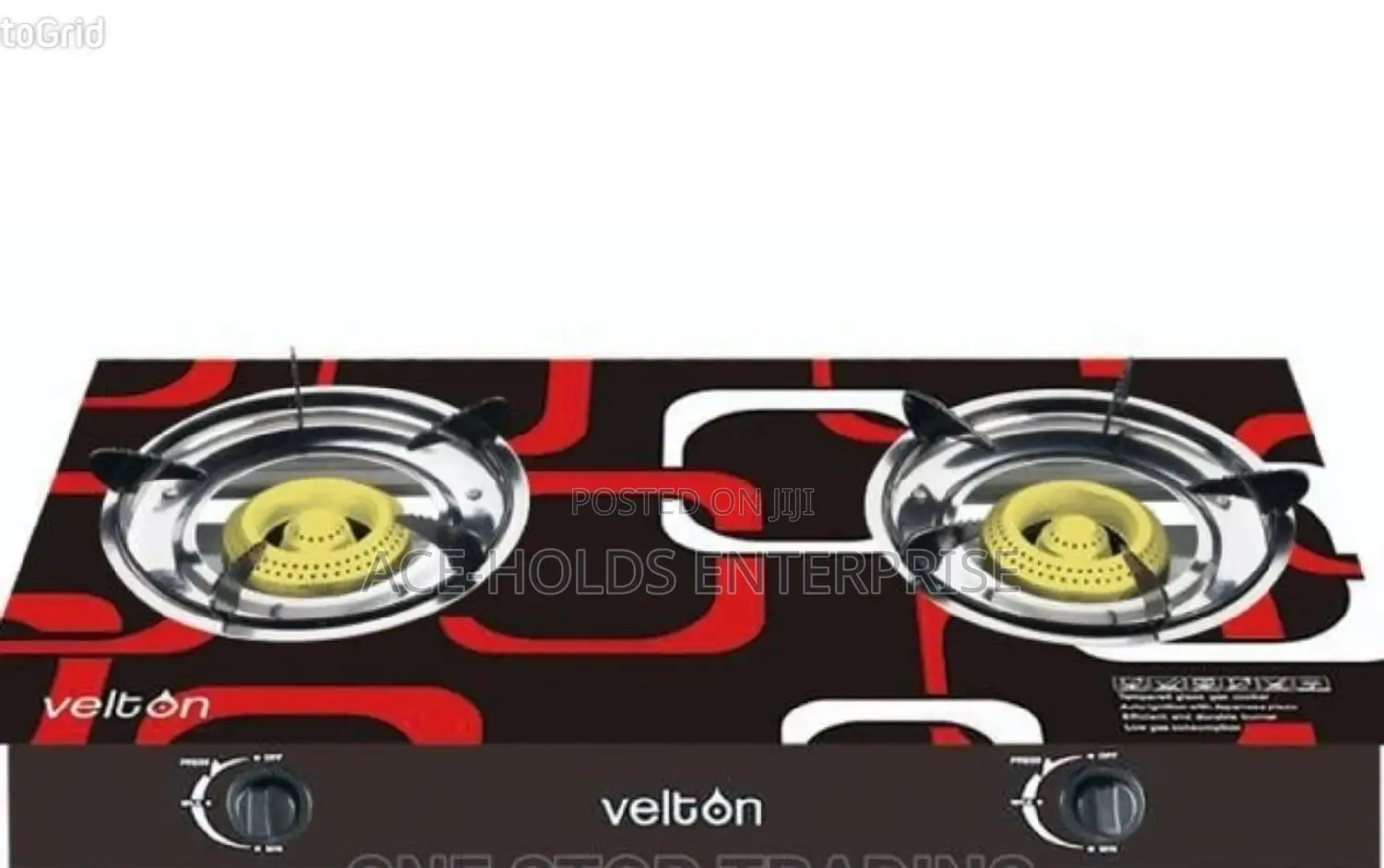 Velton Glass Top Gas Stove Cooker.
