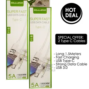 2 Cables Type C USB Fast Data Sync Charger