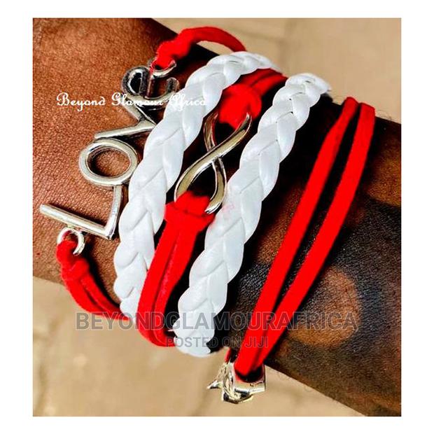 Unisex Silver Multi Layered Leather Bracelet - thumbnail 5