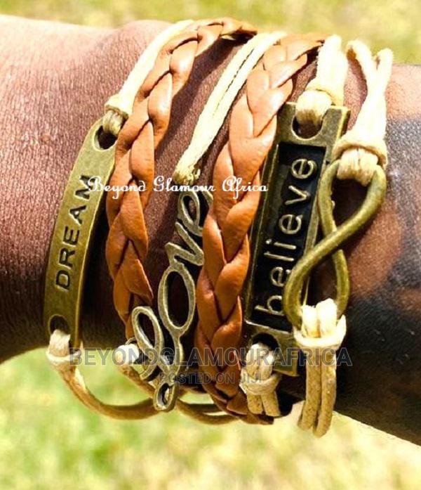 Unisex Silver Multi Layered Leather Bracelet - thumbnail 6