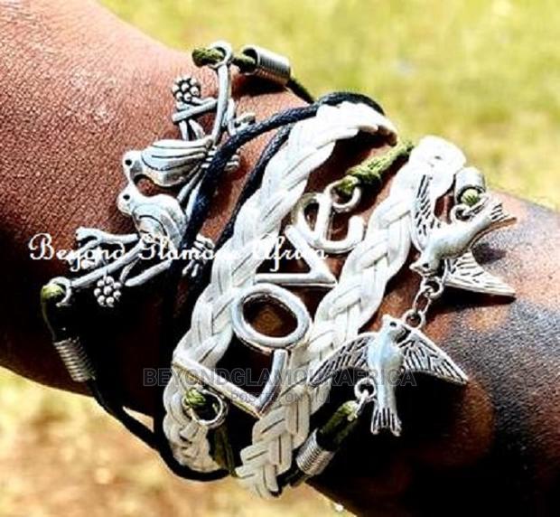 Unisex Silver Multi Layered Leather Bracelet - thumbnail 7