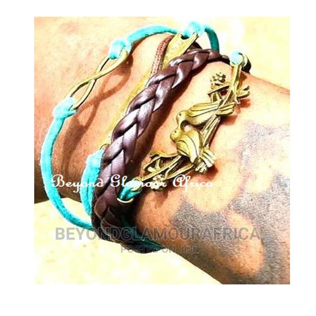 Unisex Silver Multi Layered Leather Bracelet - thumbnail 8