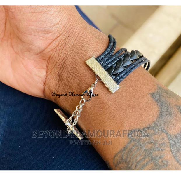 Unisex Silver Multi Layered Leather Bracelet - thumbnail 9