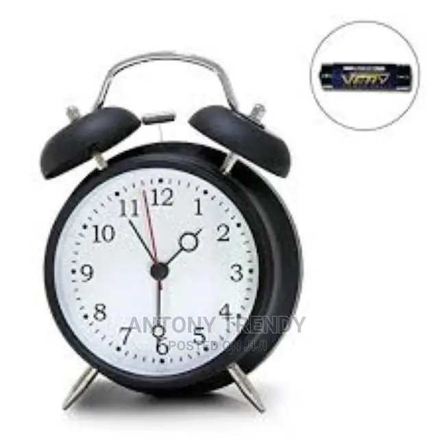 Twin Bell Alarm Clock Battery Operated Silent Non-Ticking B